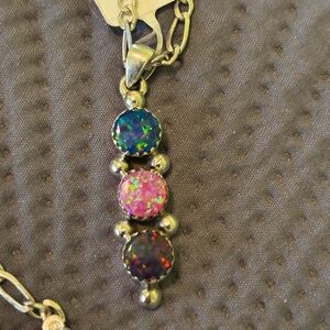 Elegant Sterling Opal Pendant Necklace